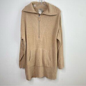 BAREFOOT DREAMS CozyChic Lite Half Zip Tunic Sweater Top Biscotti 1X NEW w/ TAGS